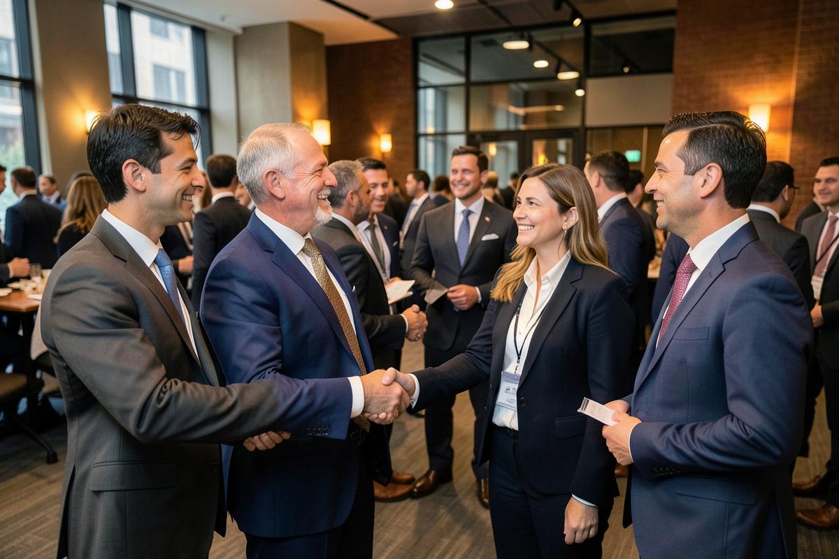 Professionals networking at a Philadelphia event